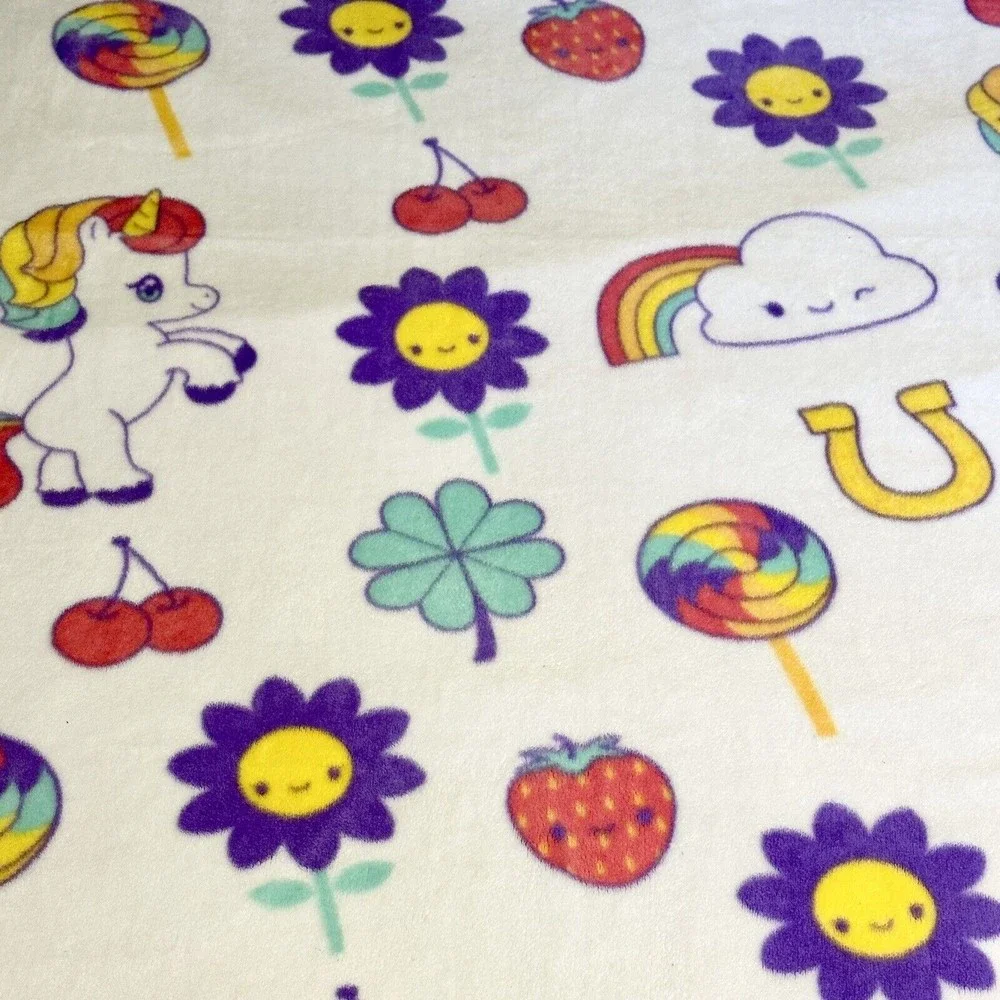 Unicorn, Rainbows & Lolly Pops Dream in Color Throw Blanket Very‎ Soft Bright